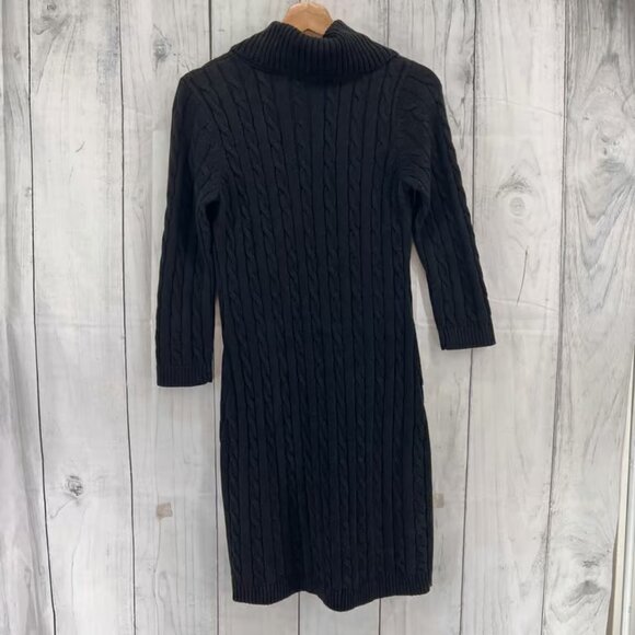 Calvin Klein SMALL Black Knit Sweater Dress A-Line Knee Length Long Sleeve - Picture 2 of 7